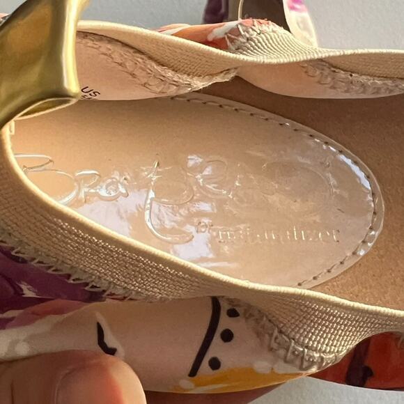 Naturalizer Flats Bromstad Shoes Womens Size 8.5 M Ursela Floral Gold Cap Toe - Picture 2 of 9